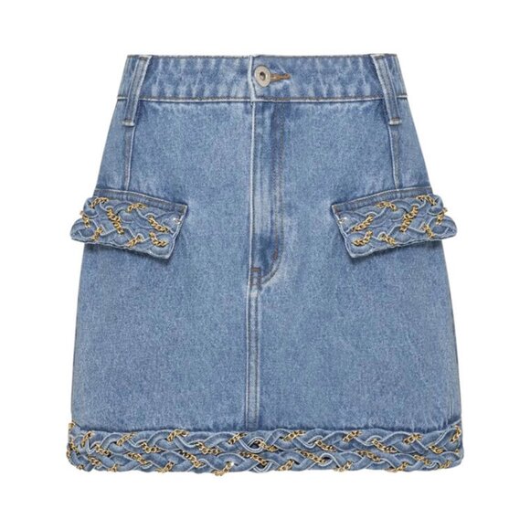 NEW!  PatBO Braided Denim Mini Skirt - 0 - Picture 4 of 9